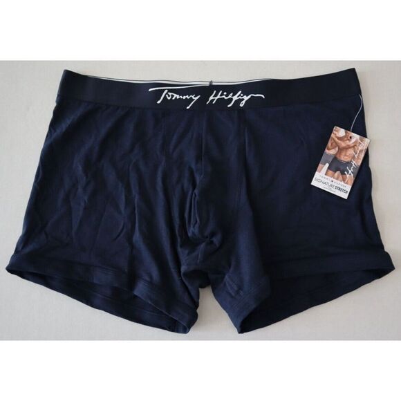 Tommy Hilfiger DR09156811 Men's Sz XL Navy Blue Signature Stretch Trunks - Picture 1 of 4